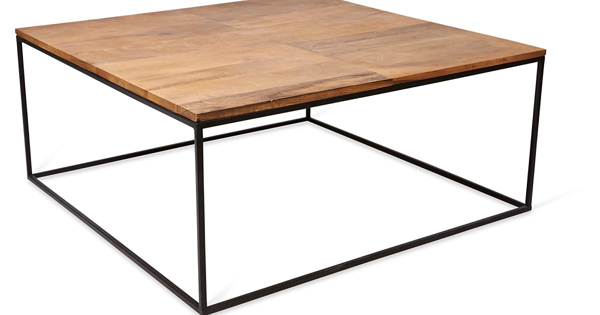 Vernor Wood Iron Square Coffee Table, Square Coffee Table Wood And Iron